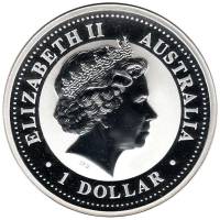 (2004) Монета Австралия 2004 год 1 доллар "Восточный календарь. Год Обезьяны"  Серебро Ag 999  UNC
